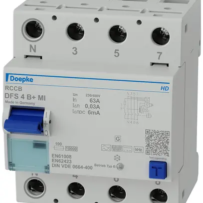 Interruttore differenziale Doepke 63A 30mA 4L t.B+ installazio.mobile N sinistra 