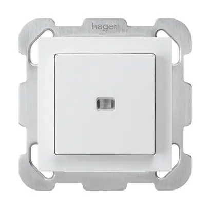 Interrupteur poussoir lumineux ENC kallysto 3/2P blanc avec plaque de fixation 