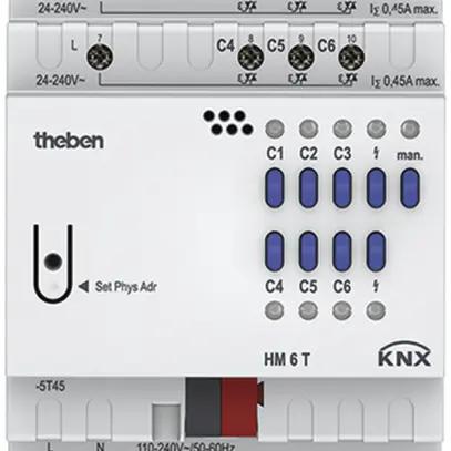 Actionneur de chauffage AMD Theben HM 6 T KNX, 6-fois 0.45A 24…240VAC, 4UM 