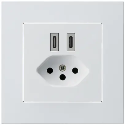 Presa di carica USB INC Hager kallysto.pro C-C 20W+T13 5V 94×94mm bianco 