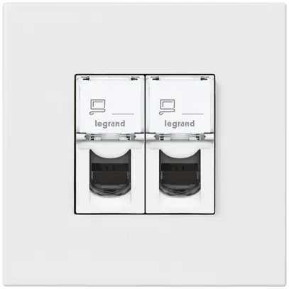 Prise ENC ATO UTP 2×RJ45 blanc cat.5e grd.I 