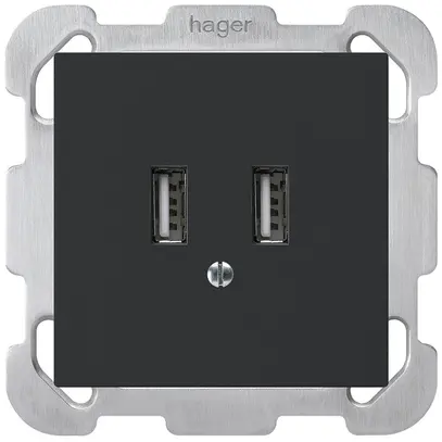 Prise de charge USB ENC Hager kallysto B 240V 2400mA noir 