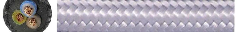 Câble textile Roesch rond 3×0.75mm² PNE argent 
