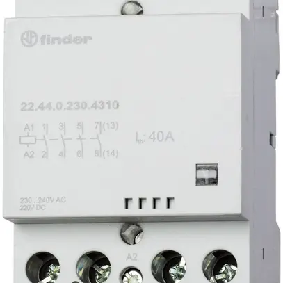 Contattore AMD Finder 22.44, 3Ch+1R 40A/230VUC AgSnO2, indicatore, 3UM 