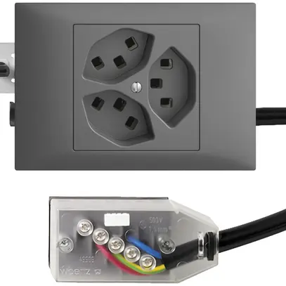 Presa INS 3×T23 16A grigio scuro 53mm L3 EDIZIOdue per Technofil 