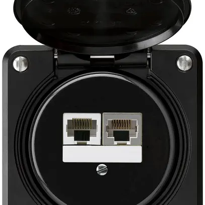 Boîte de raccordement ENC robusto IP55 noir 1×RJ45/s 1×RJ45/u séparés 