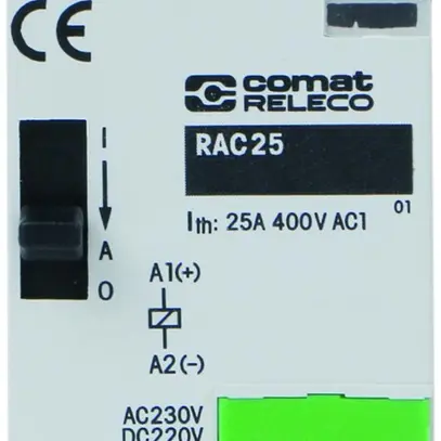 Contattore AMD ComatReleco RAC, 230VAC/DC, 4Ch 25A, ON-OFF-AUTO 