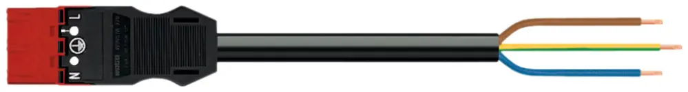 Cavo di raccordo WAGO 3×2.5mm² 20A 250V 3m cod.P spina-estremità libera rosso 