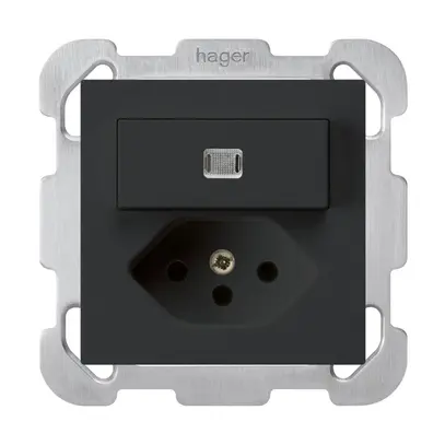 Combinaison lumineuse ENC A-R/1P+T13 noir kallysto avec plaque de fixation 