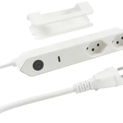 Prise multiple Steffen STEBA IQ 2×T13 1×USB-C 1.5m blanc 