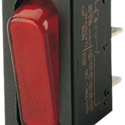 Interruttore a bilico luminoso INS Novitronic, 20A/250V 0/1L, tasto ro, ne 