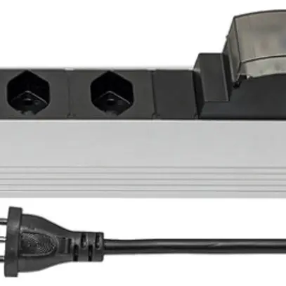 Steckdosenleiste STEBA ALU MODULAR 19" 1HE 6×T13, mit Kabel 3m T12, 10A schwarz 