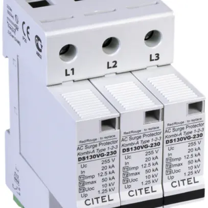 Parafoudre Flury DS 130VGS-230 type 1+2+3, 3-pôles 