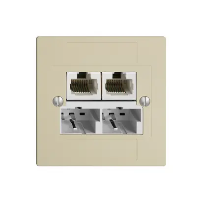 Scatola INC SOHO 2×TT/2×RJ45/u sep.ITplus EDIZIOdue vanille 