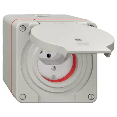 Prise NAP NEVO, 1×T13, IP55 d'après SN 441011, a.joint rouge, a.LED, gris clair 