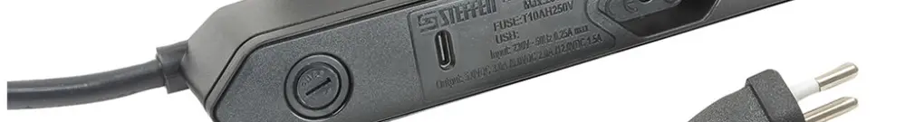 Steckdosenleiste Steffen STEBA IQ 2×T13 1×USB-C 1.5m schwarz 