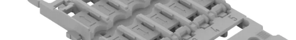 Befestigungsadapter WAGO mit Zugentlastung 10×4mm² Rastfuss grau 