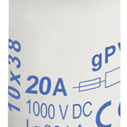 Fusibile per apparecchi PV Weidmüller, 20A gPV 1000VDC, ceramica, 10×38mm 