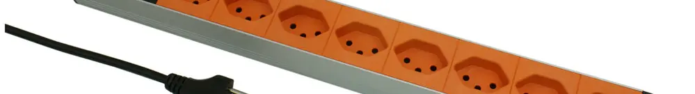 Steckdosenleiste 19" Elcase, 8×T13, 3m T13, 1HE, Al orange 