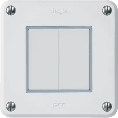 Poussoir KNX Hager BA robusto A double 86×86mm blanc 