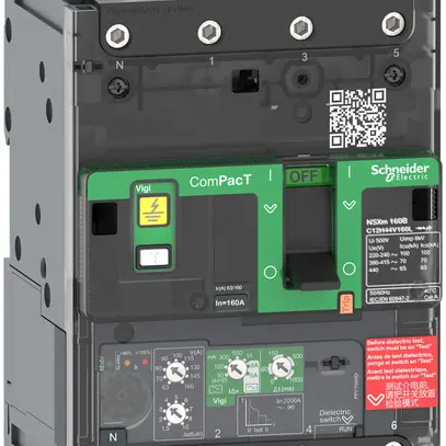 Disgiuntore di potenza ComPacT NSXm160B con MicroLogic4.1 Vigi 4P 160A 25kA, EL 