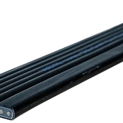 Câble plat Woertz Combi 5×2.5+2×1.5mm² sans halogène noir B2ca 