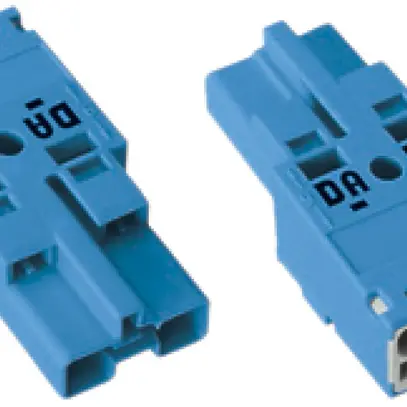 Fiche WAGO 2L 0.5…4mm² bleu codification I 25A 250V s.boîtier décharge traction 