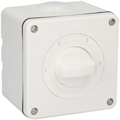 AP-Stufenschalter NEVO, 20A, 1P, 87×87mm, 3×60°, 1-2-3-4, weiss 