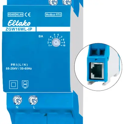 Gateway AMD Eltako ZGW16WL-IP bus M LAN 88…264V DC IP20 2UM 