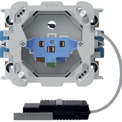 Prise INC 1×type 13/23 Hager L2 câble rond avec boîte INC G3 
