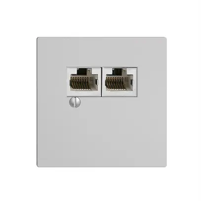 Boîte 2×RJ45/s 8P par. EDIZIOdue gris clair, R&M swissline 