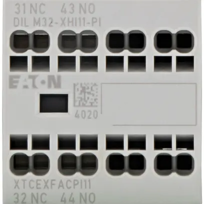 Contact auxiliaire Eaton, 2P, Ith=16A, 1F, 1O, fixation frontale, bornes Push-in 