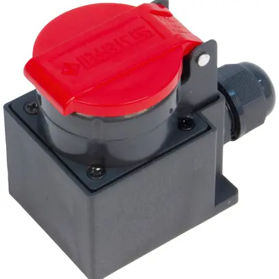 Presa AP Steffen 1×T25 3P 16A 440V IP55 coperchio rosso, nero 