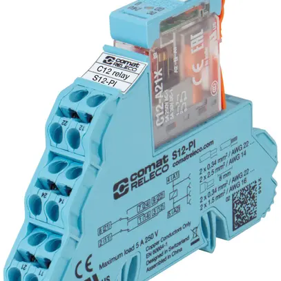 Relais d'interface ComatReleco C12-A21X+S12-PI, 24VDC, 2W AgNi+Au 5A, LED 