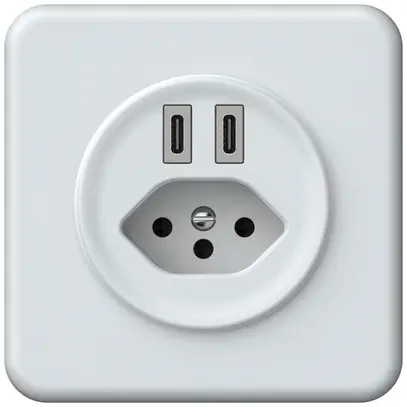 Prise de charge USB ENC origin 2×USB-C 3000mA 5V avec type 13 blanc 