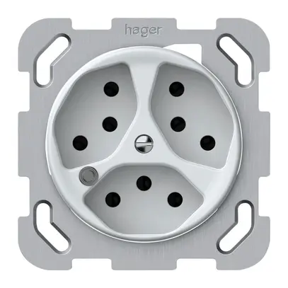 Presa INC origin 3×tipo 13 lum.verde 10A 230V 77×77mm bianco 