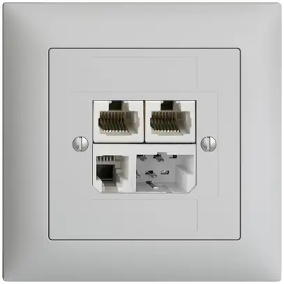 Scatola INC T+T/2×RJ45/RJ11/u ADSL ITplus EDIZIOdue grigio chiaro 