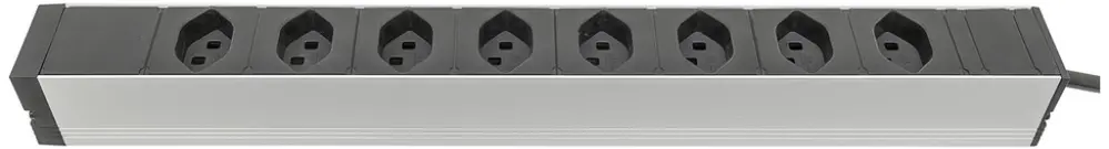 Prise multiple STEBA ALU PROfil 19" 1UH 8×T23, avec câble 3m T23, 16A noir 