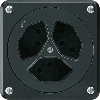 Presa INC robusto 3×tipo 13/1 nero senza copercchio per combinazione 