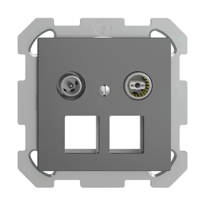 Prise multimédia 19dB ENC Edue FM, prise d.passage, pour 2×RJ45 Keystone, grf 