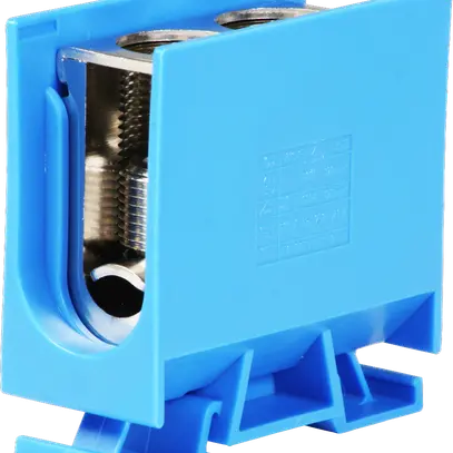 Borne de dérivation Woertz 70…120mm² 269A 800V vis 2×1 rail DIN 35mm bleu 