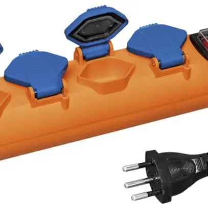 Prise multiple STEBA STRONG 5×T13 3m Gdv 3×1.5mm² orange a.interrupteur IP44 