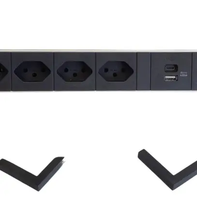 Steckdosenleiste 4×T13/1×USB-A/1×USB-C/2×RJ45, Td3×1mm² 3m T12, F=10A, schwarz 