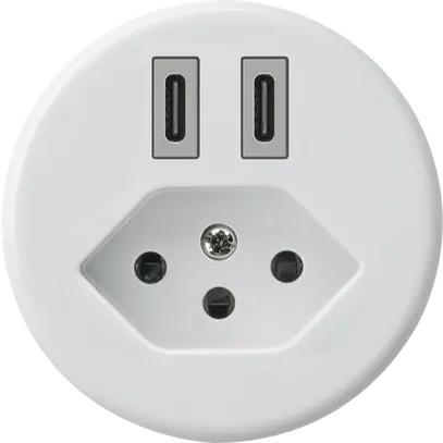 Presa di carica USB Hager basico C-C 20W+T13 5V bianco 