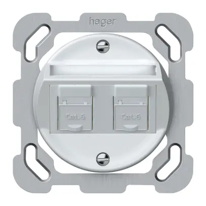 Scatola di raccordo INC origin 2×RJ45 8(8) cat.6 obliquo 77×77mm bianco 