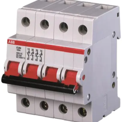 REG-Ausschalter ABB E204, 45A 4L 4S, Kipphebel rot, 4TE, "0-I" 