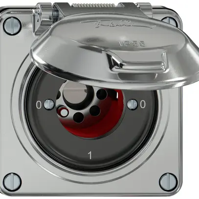 UP-Schlüsselschalter ELEMENT SNAPFIX® 1-polig Klappdeckel 16A 400V 0-1-0-1 alu 