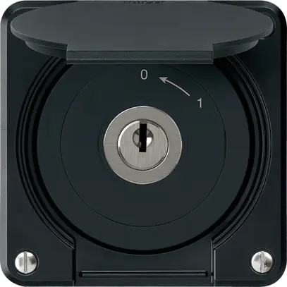 Contact pivotant à clé ENC robusto IP55 noir avec clapet 1P pour combinaison 