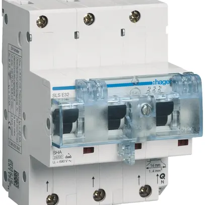 Disjoncteur Hager MCB 3P 230V caractéristique au déclenchement E 32A 25kA 2UM 