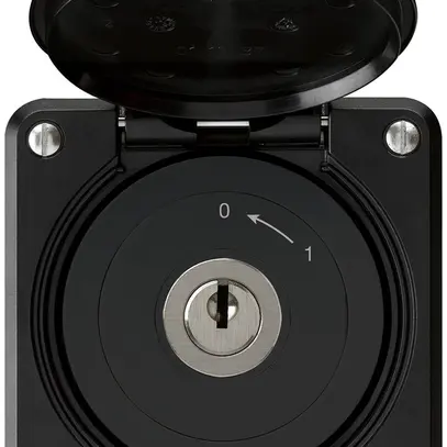 Contact pivotant à clé ENC robusto IP55 noir avec clapet 1P 